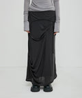 FLAREUP - Asymmetrical Draped Long Skirt / Black