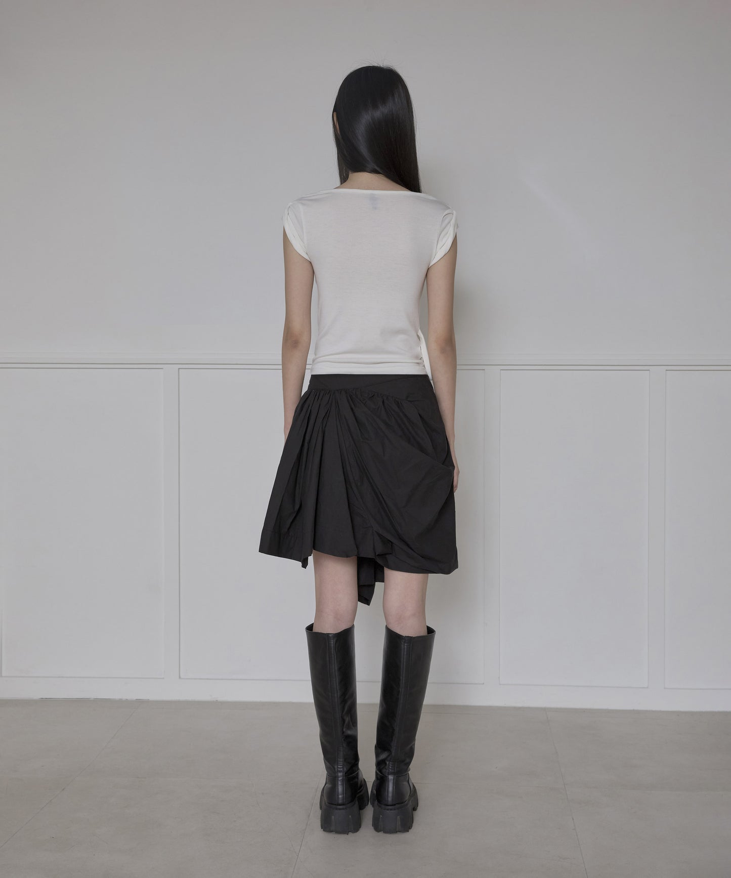 FLAREUP - Asymmetrical Draped Layered Skirt / Black