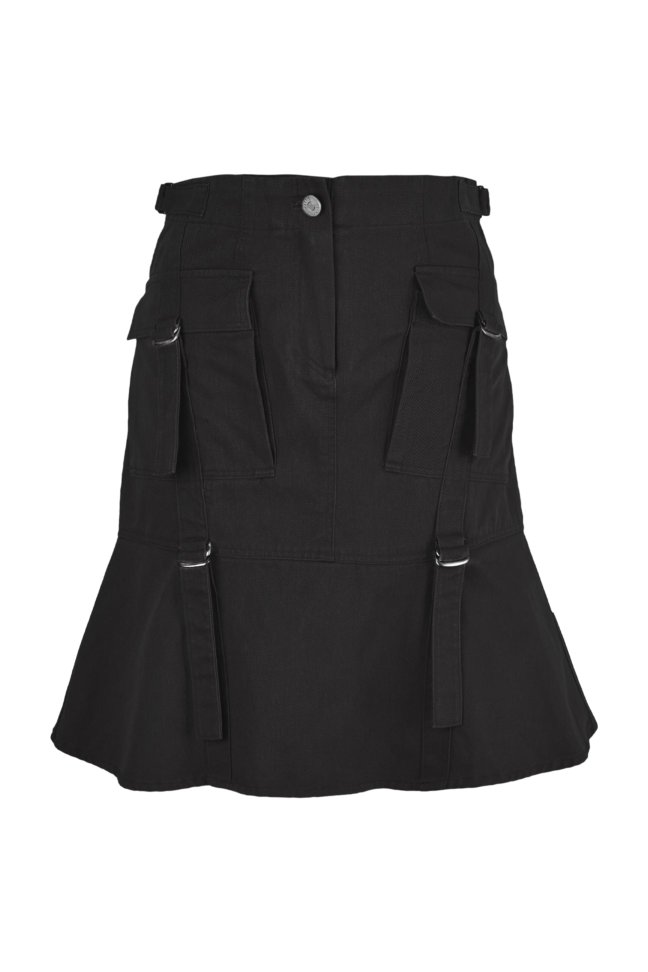 CERRIC -  STRAP FLARED CARGO SKIRT / BLACK