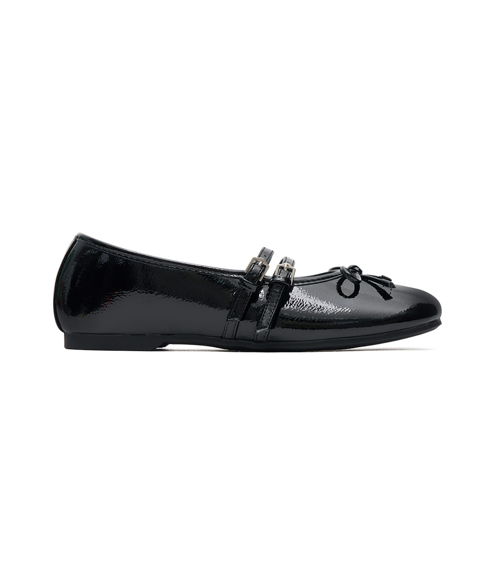 ROCKFISH WEATHERWEAR- SQUARE TOE TWO STRAP MARYJANES(ENAMEL) - BLACK