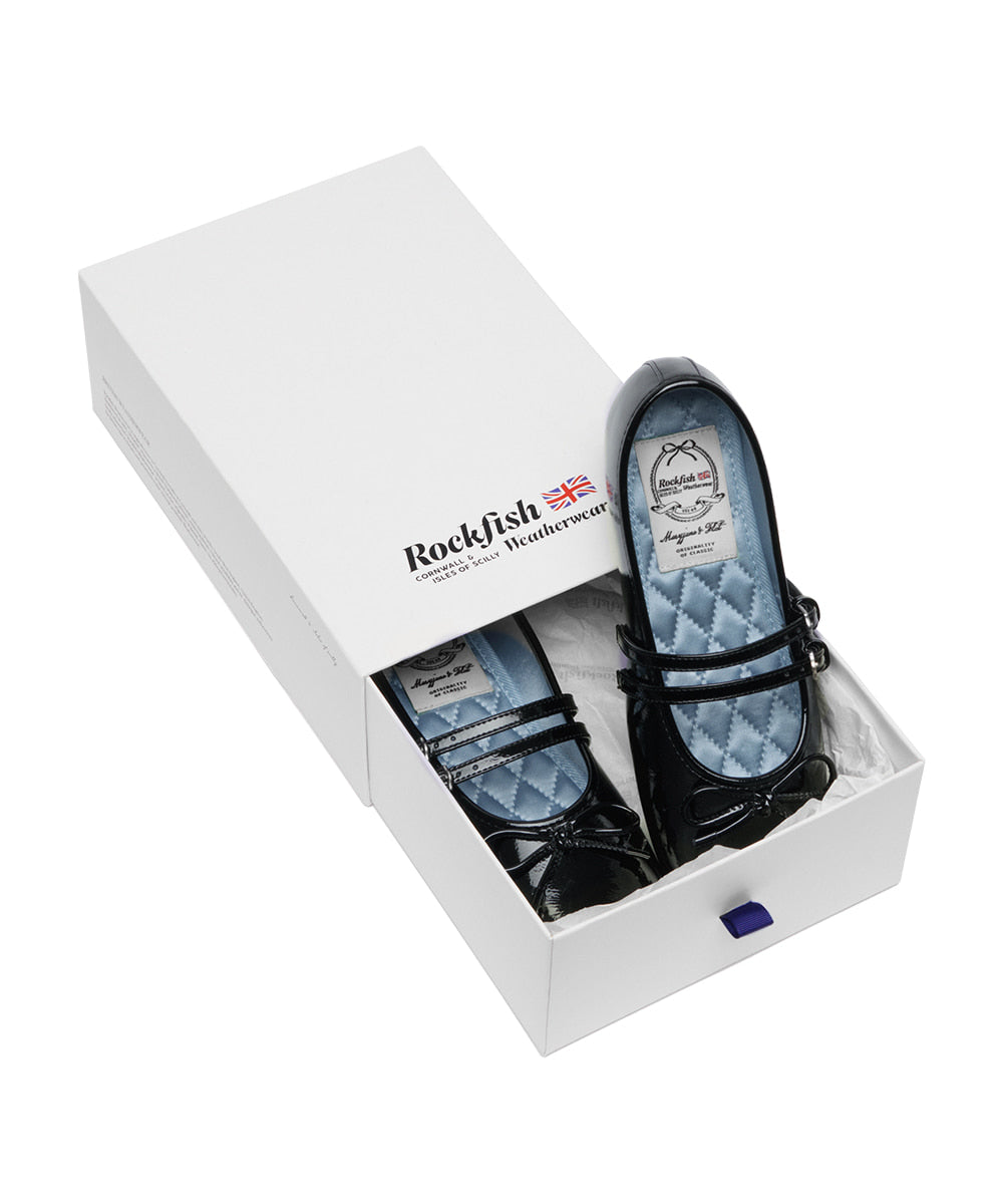 ROCKFISH WEATHERWEAR- SQUARE TOE TWO STRAP MARYJANES(ENAMEL) - BLACK
