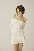 THREETIMES -  Cable off-shoulder dress ivory