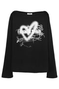 CERRIC -  heart-boat-neck-top-black