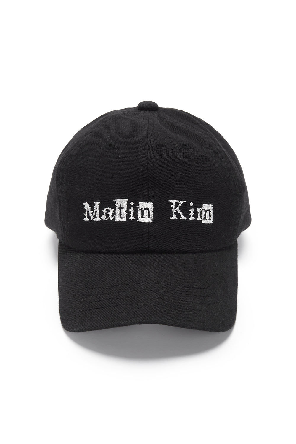 MATIN KIM - LOGO SCRAP BALL CAP IN CHARCOAL BLACK