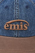 EMIS - WASHED DENIM BALL CAP-BLUE/BROWN