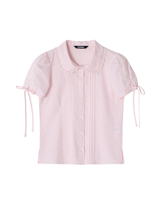 CRANK -  PINTUCK LACE COLLAR BLOUSE_PINK