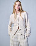 MARDI MERCREDI -  RACCOON BLENDED CARDIGAN V NECK SPADE_IVORY