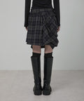FLAREUP - Asymmetrical Draped Layered Skirt / Checkered