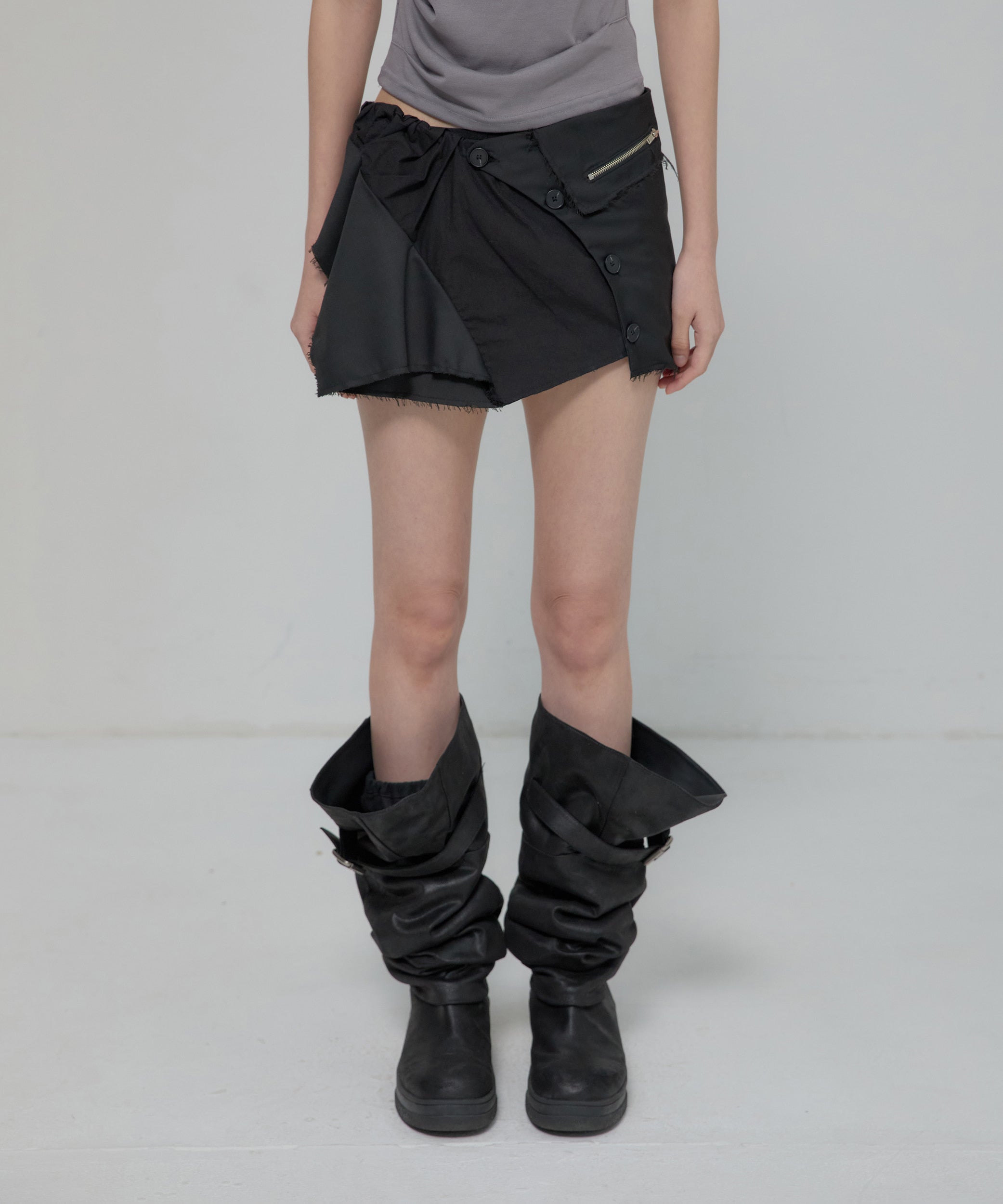 FLAREUP - Asymmetrical Layered Mini Skirt / Black – KORIAH