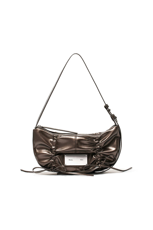 MATIN KIM - HALF SHIRRING RIBBON ROUND BAG IN BRONZE