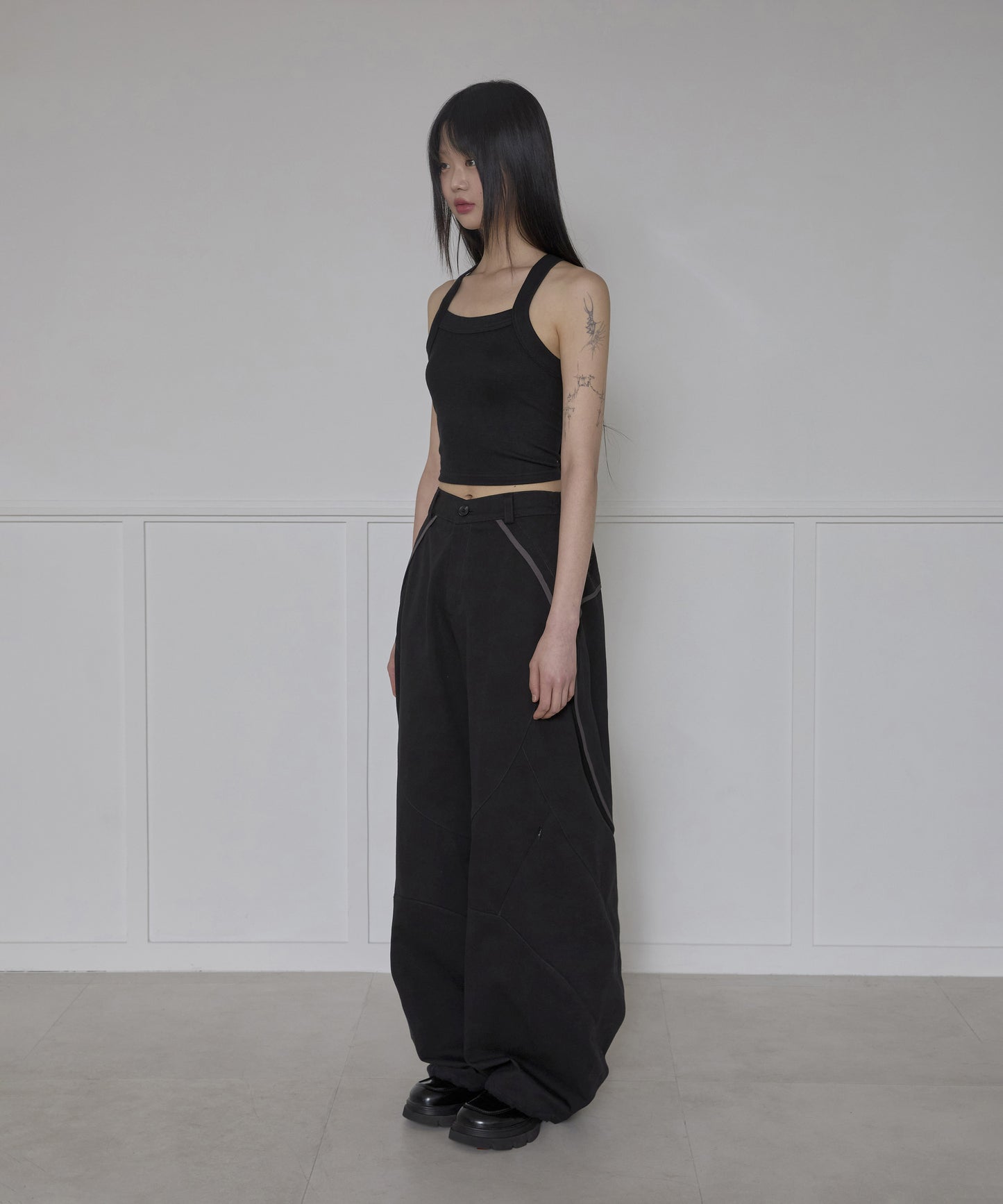 FLAREUP - Asymmetrical Wide Pants / Black