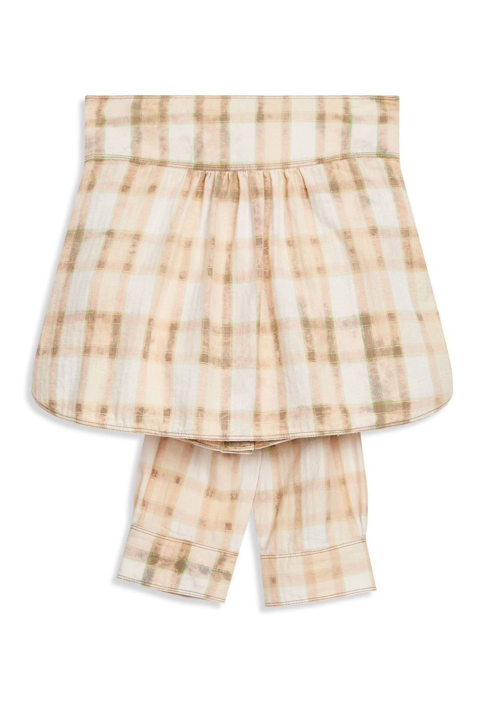 OPEN YY -  FADED CHECK SHIRT SKIRT, SALMON