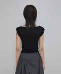FLAREUP - Asymmetrical Draped Roll-Up T-Shirt / Black