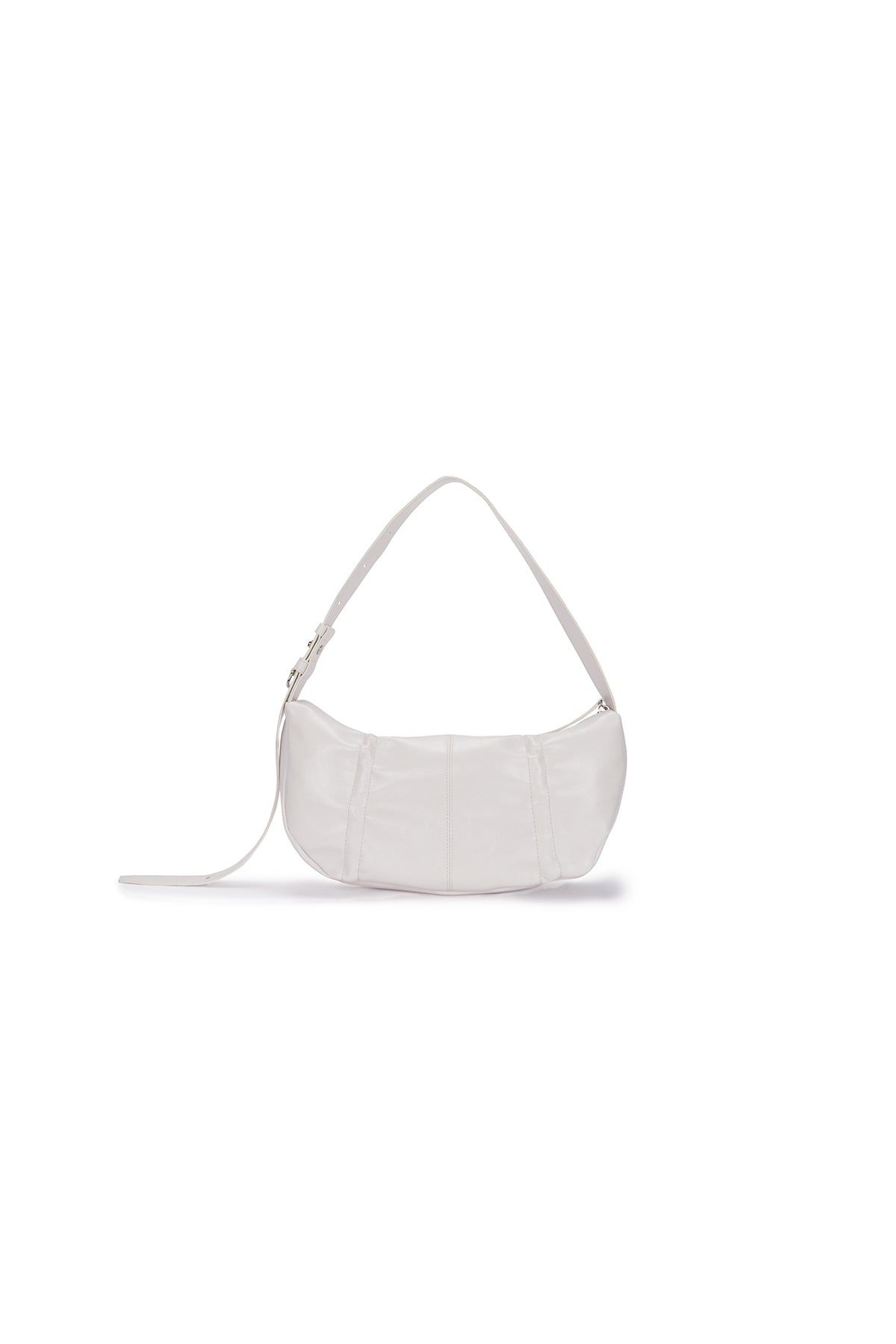 MATIN KIM - HALF SHIRRING RIBBON ROUND BAG IN IVORY