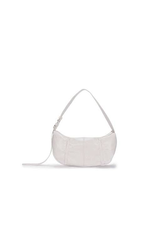 MATIN KIM - HALF SHIRRING RIBBON ROUND BAG IN IVORY