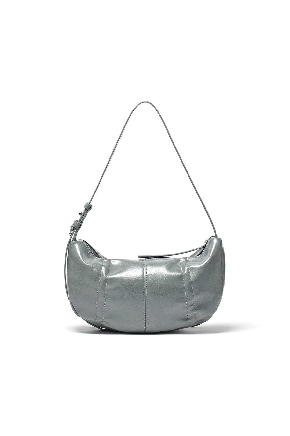 MATIN KIM - HALF SHIRRING RIBBON ROUND BAG IN SMOKE BLUE