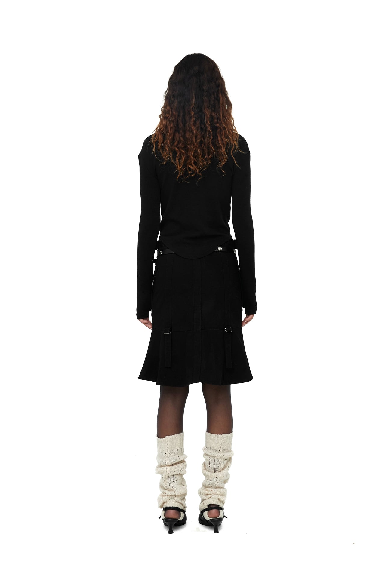 CERRIC -  STRAP FLARED CARGO SKIRT / BLACK