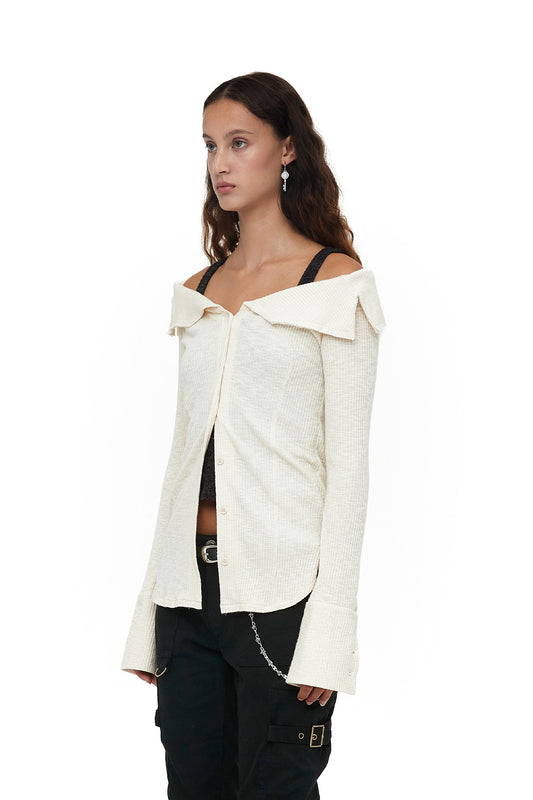 CERRIC -  OFF-SHOULDER CARDIGAN / IVORY