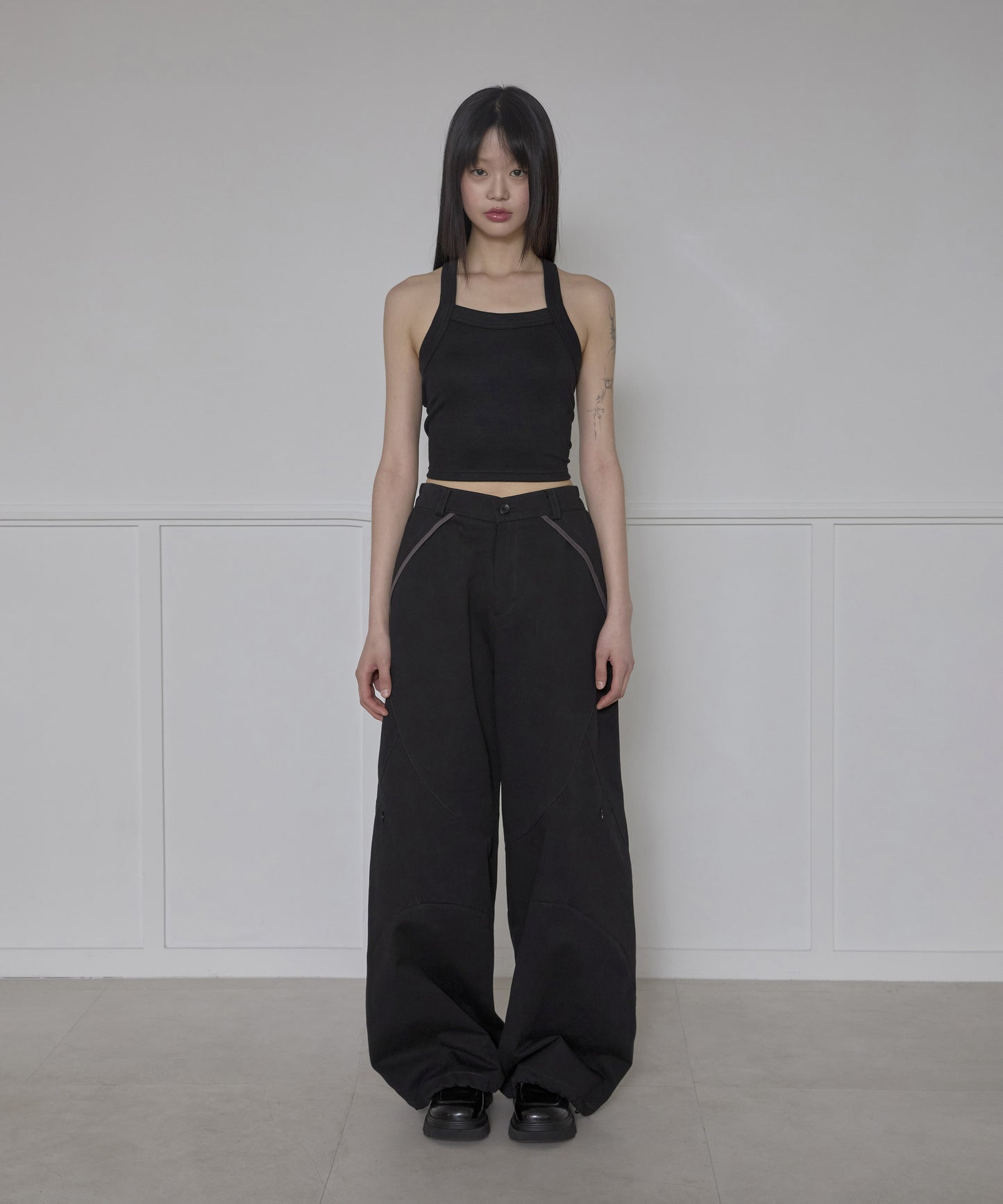 FLAREUP - Asymmetrical Wide Pants / Black