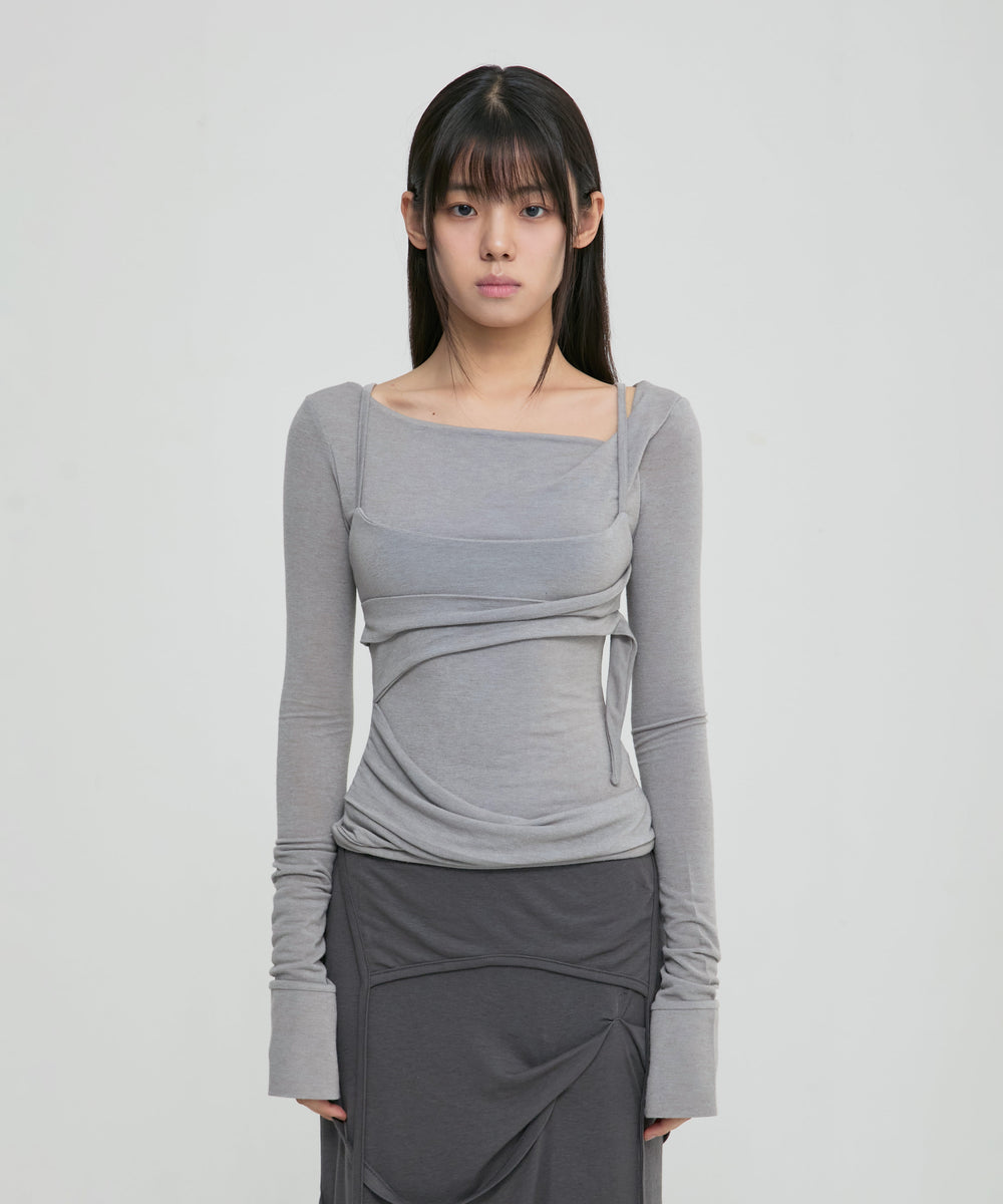 FLAREUP - Layered Bustier Long Sleeve / Gray