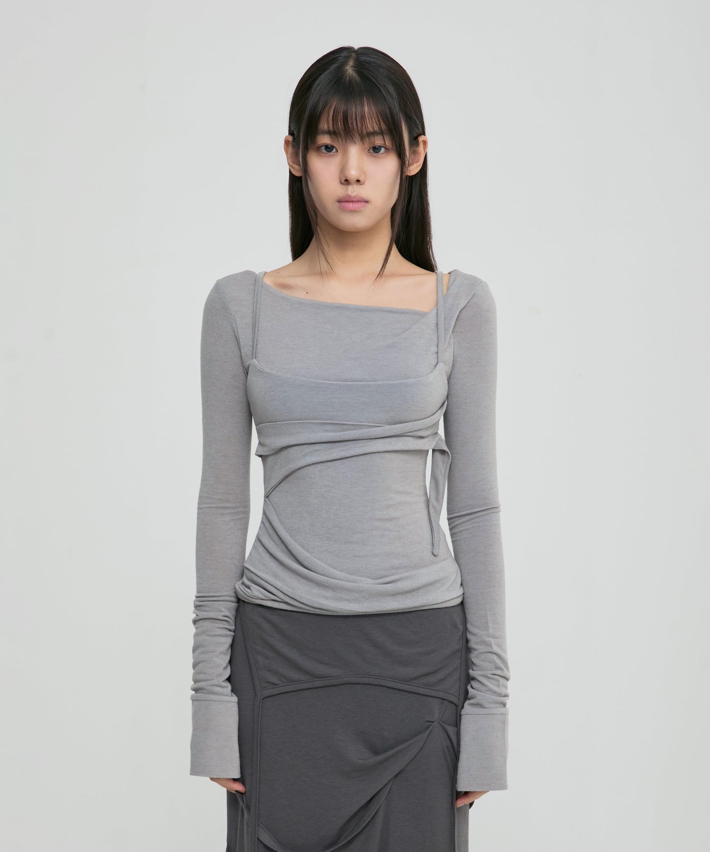 FLAREUP - Layered Bustier Long Sleeve / Gray