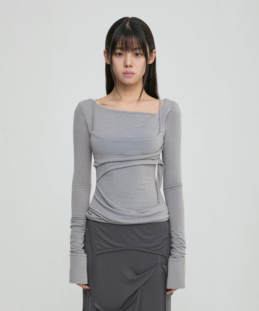 FLAREUP - Layered Bustier Long Sleeve / Gray