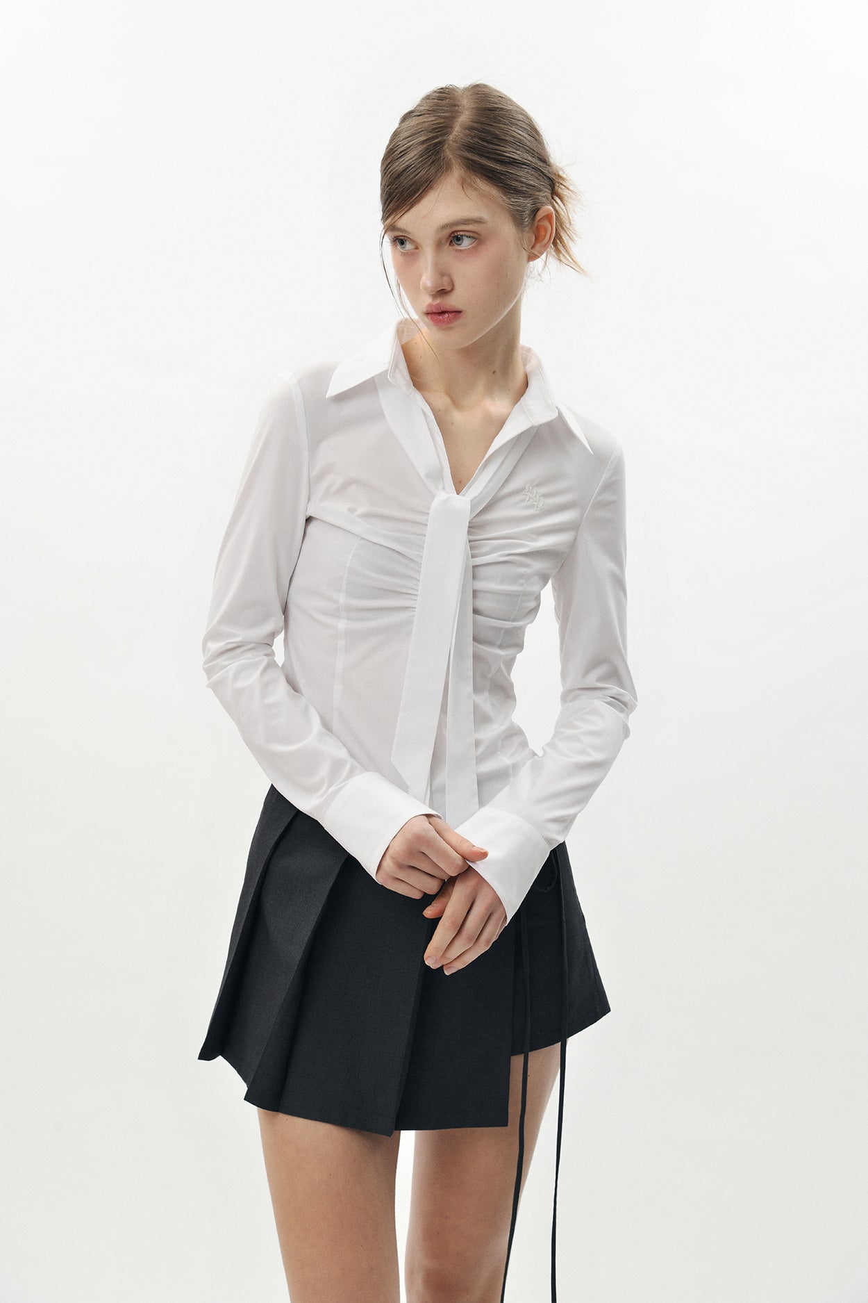 PAIN OR PLEASURE -  VIVIAN SCARF SHIRT white