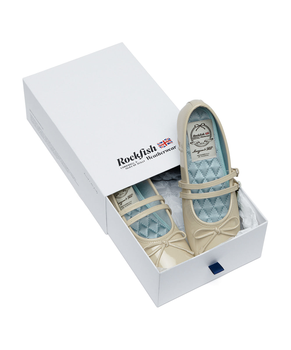 ROCKFISH WEATHERWEAR - SQUARE TOE TWO STRAP MARYJANES(ENAMEL) BUTTER