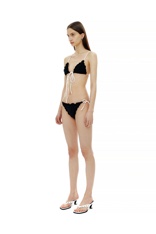 CERRIC -  RUCHED FLOWER BIKINI / BLACK