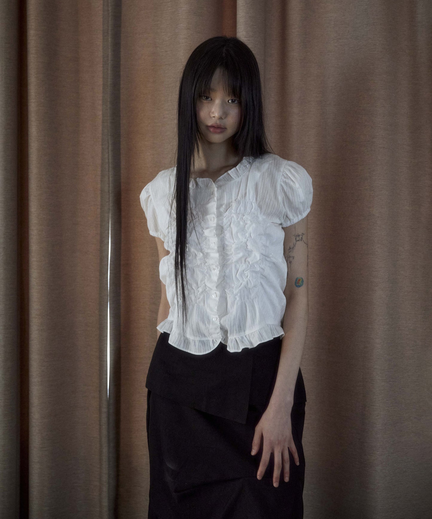 FLAREUP - Saya Frill Puff Blouse / White