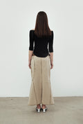 CERRIC -  DENIM SCOTCH SKIRT / BEIGE