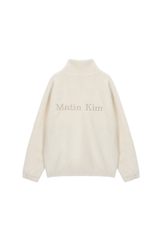 MATIN KIM -  MATIN FLEECE HIGH NECK JUMPER IN IVORY