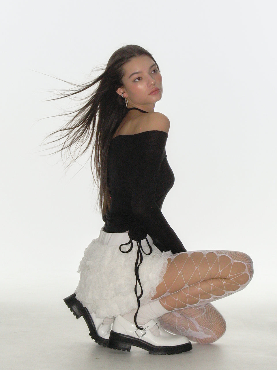 CRANK -  CANCAN FRILL MINI SKIRT_IVORY