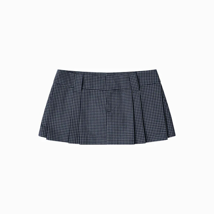 PUSH PUSH - GINGHAM MINI SKIRT / Deep Navy