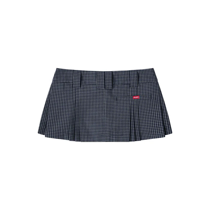 PUSH PUSH - GINGHAM MINI SKIRT / Deep Navy