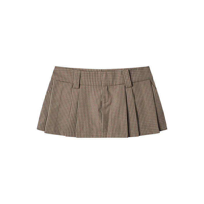 PUSH PUSH - GINGHAM MINI SKIRT / Brown