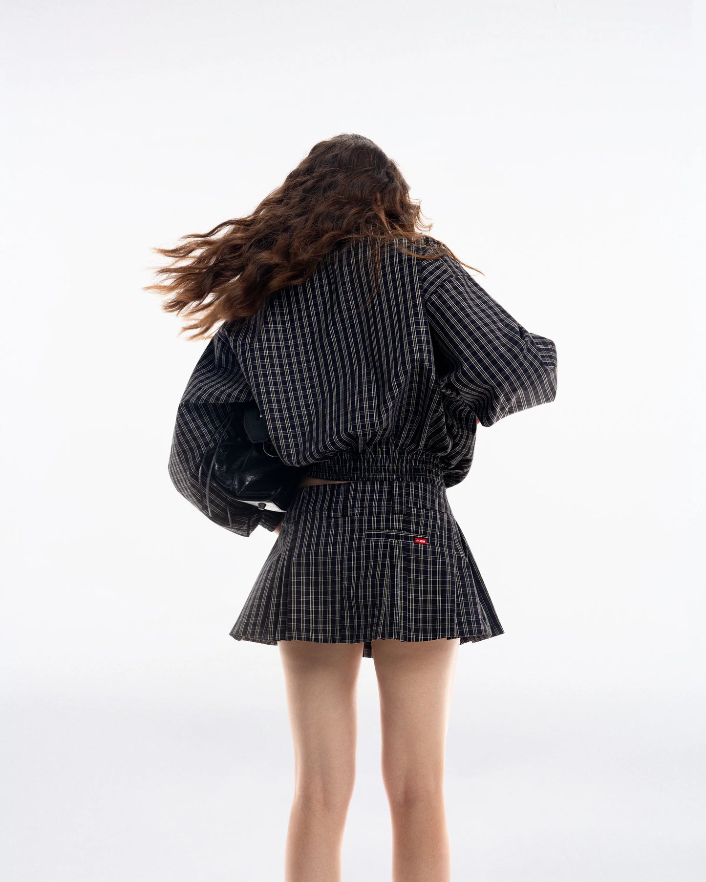 PUSH PUSH - GINGHAM MINI SKIRT / Golden Noir Gingham