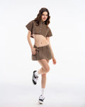 PUSH PUSH - GINGHAM MINI SKIRT / Brown