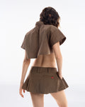 PUSH PUSH - GINGHAM MINI SKIRT / Brown