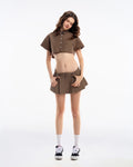 PUSH PUSH - GINGHAM MINI SKIRT / Brown