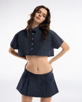 PUSH PUSH - GINGHAM MINI SKIRT / Deep Navy