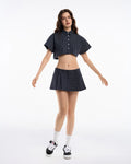 PUSH PUSH - GINGHAM MINI SKIRT / Deep Navy