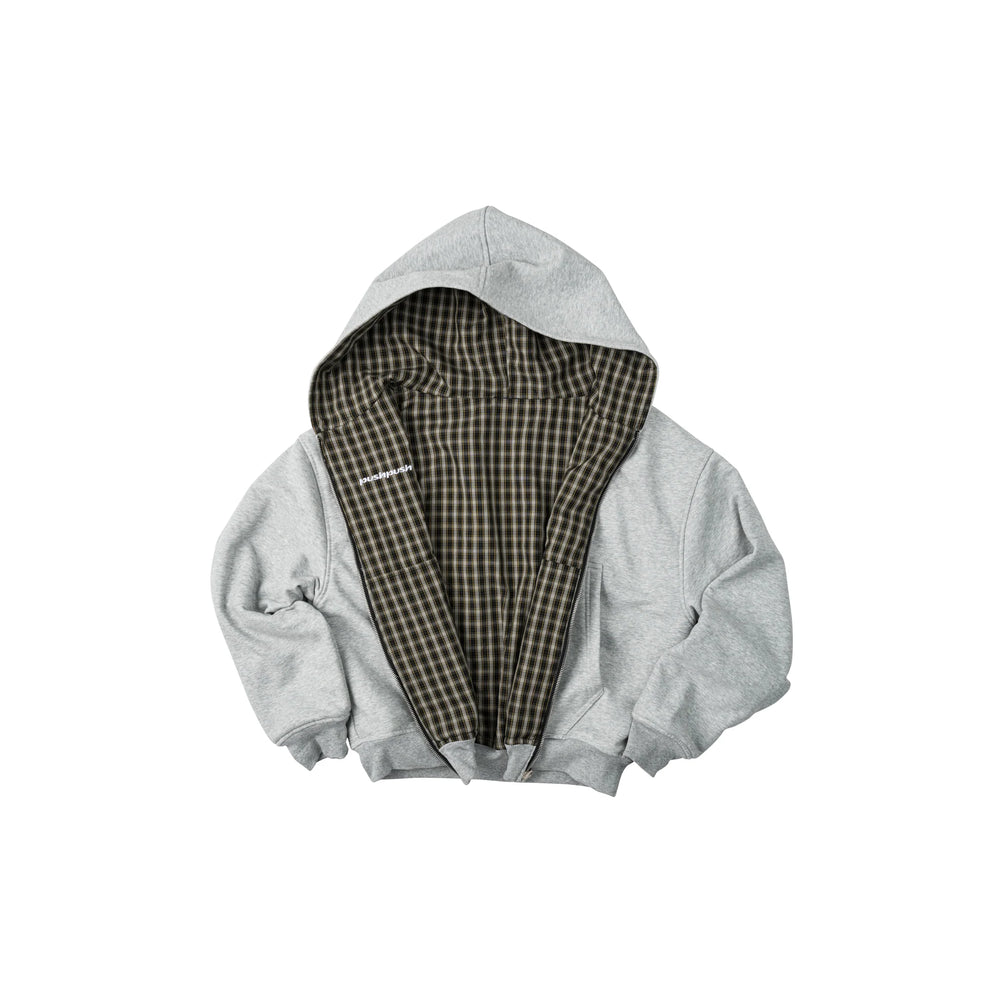 PUSH PUSH - PP FLIPSIDE ZIP HOODIE / Gray Amber Gingham
