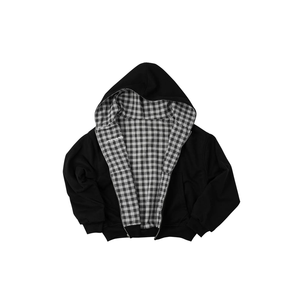 PUSH PUSH - PP FLIPSIDE ZIP HOODIE / Black Mono Gingham