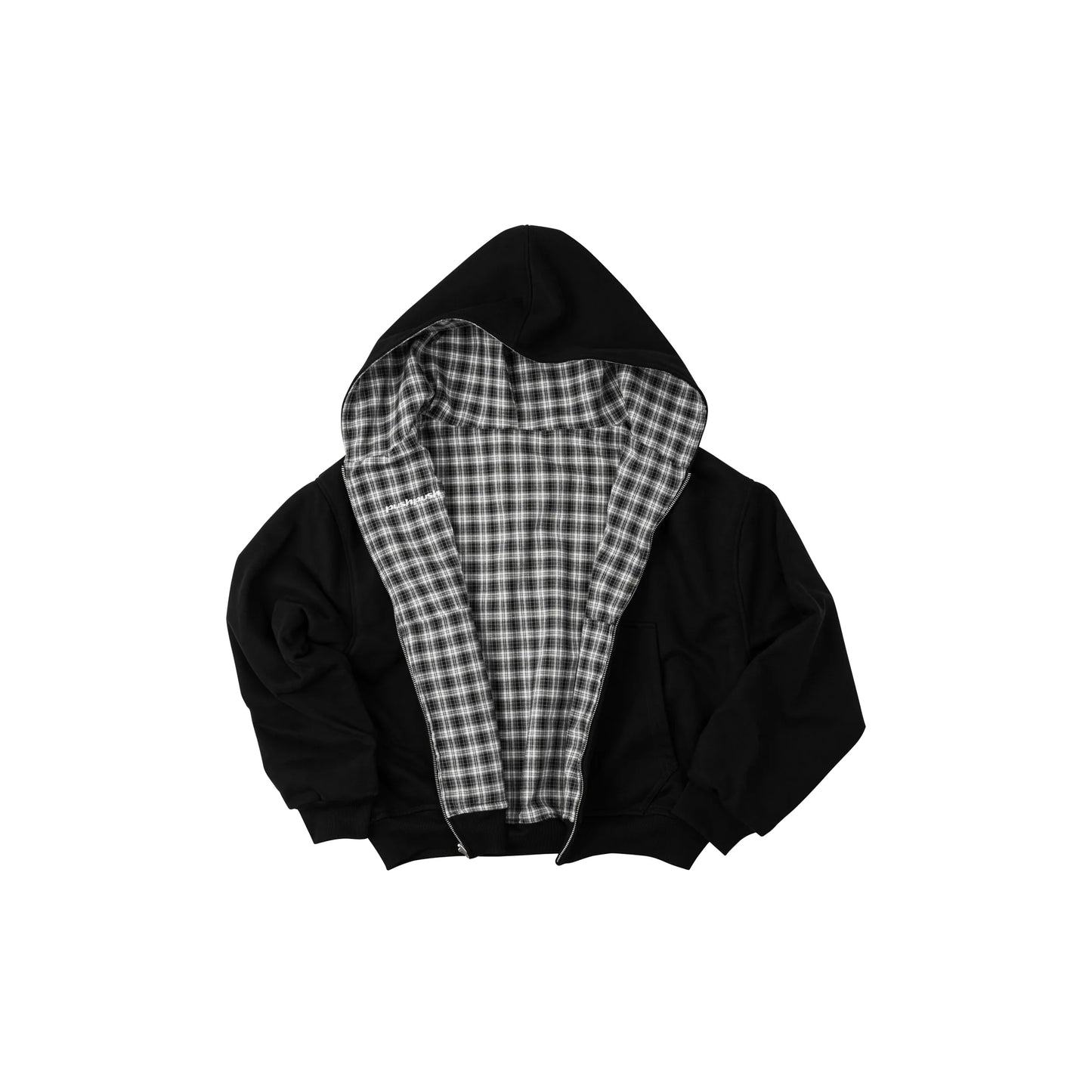 PUSH PUSH - PP FLIPSIDE ZIP HOODIE / Black Mono Gingham