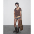 UYU.LABEL - Hikari Ruffle Top with Thin Scarf / Brown