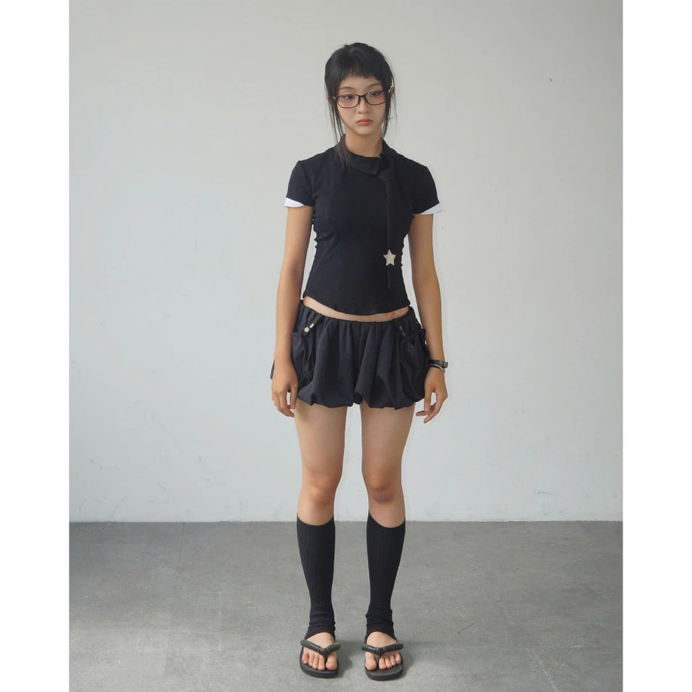 UYU.LABEL - Shugo Asymatrical Collar with Tie (2 Colors)
