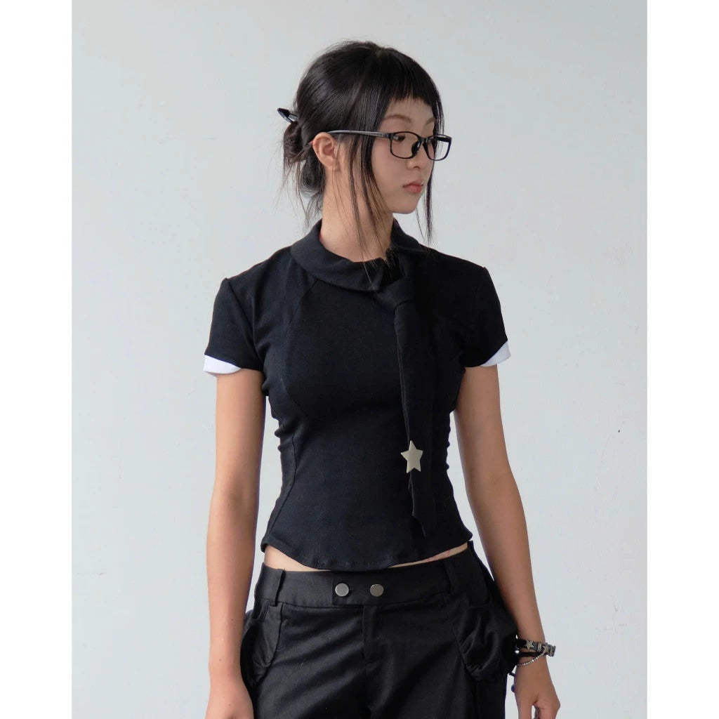 UYU.LABEL - Shugo Asymatrical Collar with Tie (2 Colors)