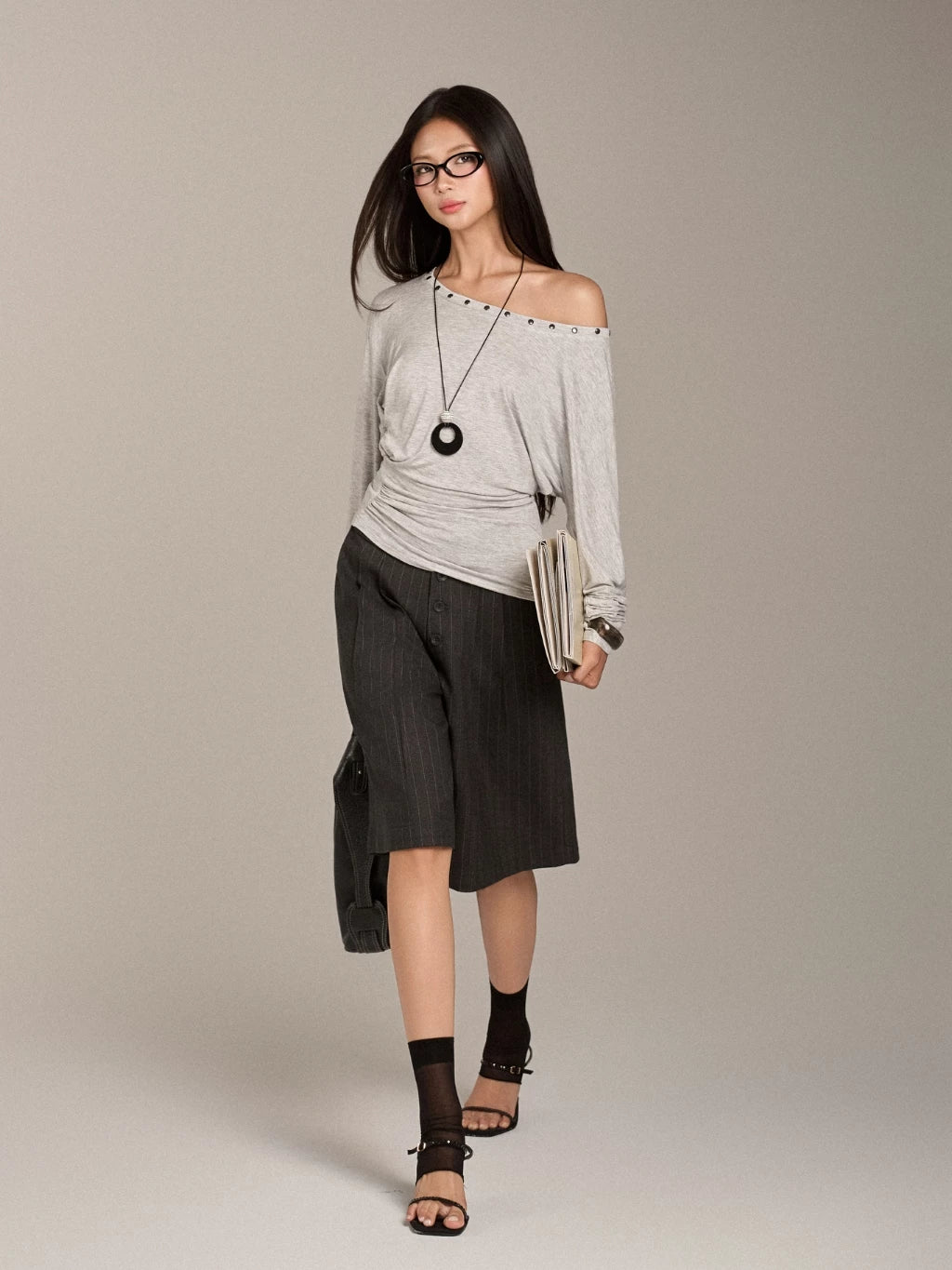Mia Ritta - Carol Pants / Dark Grey Stripe