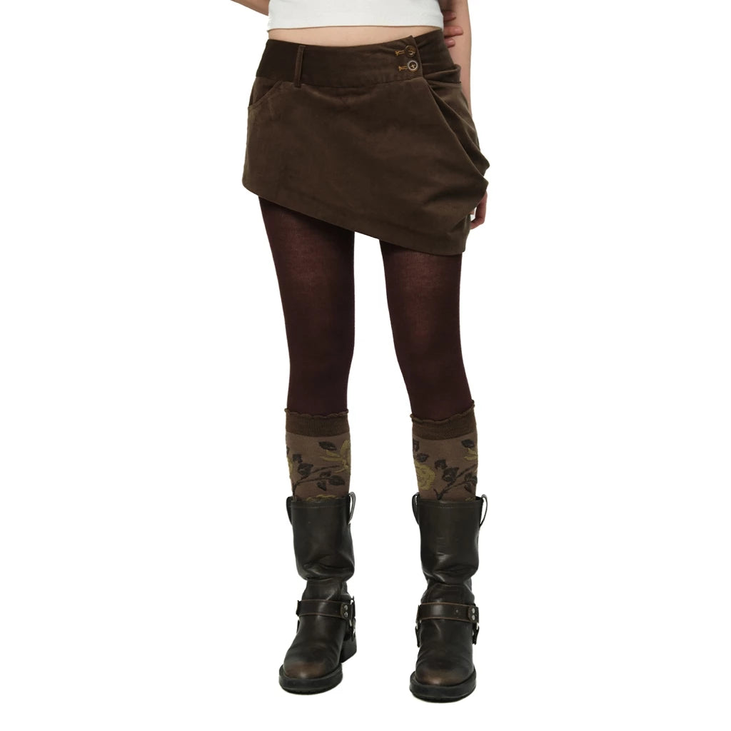 UYU.LABEL - Kuri Corduroy Asymmetrical Mini Skirt